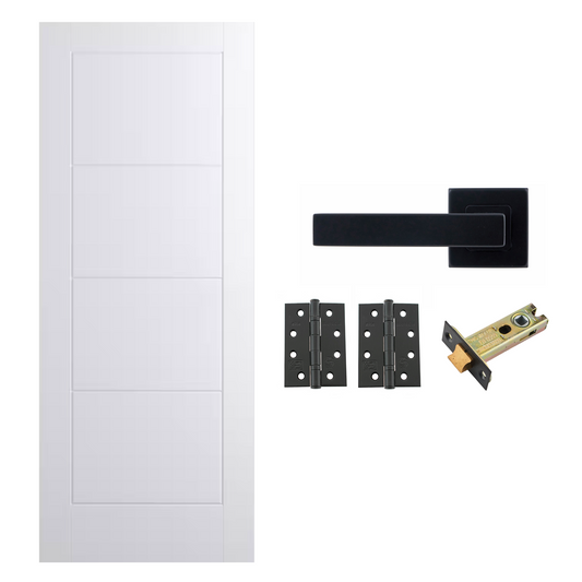 White Smooth Ladder Hollow Core 4P Internal Door with Handle Pack