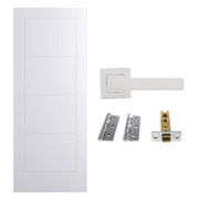 White Smooth Ladder Hollow Core 4P Internal Door with Handle Pack