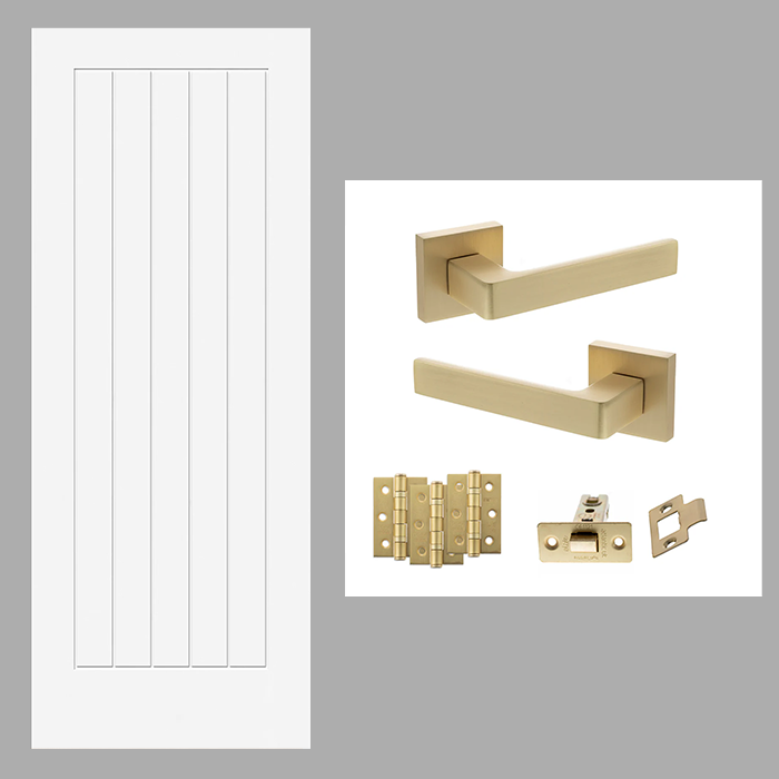 Fully Finished White Newark Cottage Internal FD30 Fire Rated Door with Handle Pack Bundle