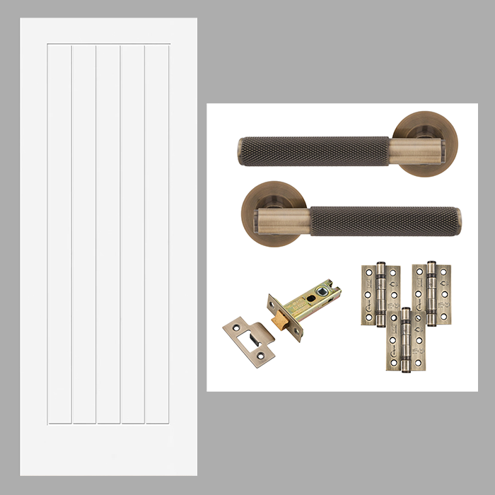 Fully Finished White Newark Cottage Internal FD30 Fire Rated Door with Handle Pack Bundle