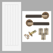 Fully Finished White Newark Cottage Internal FD30 Fire Rated Door with Handle Pack Bundle