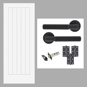 Fully Finished White Newark Cottage Internal FD30 Fire Rated Door with Handle Pack Bundle