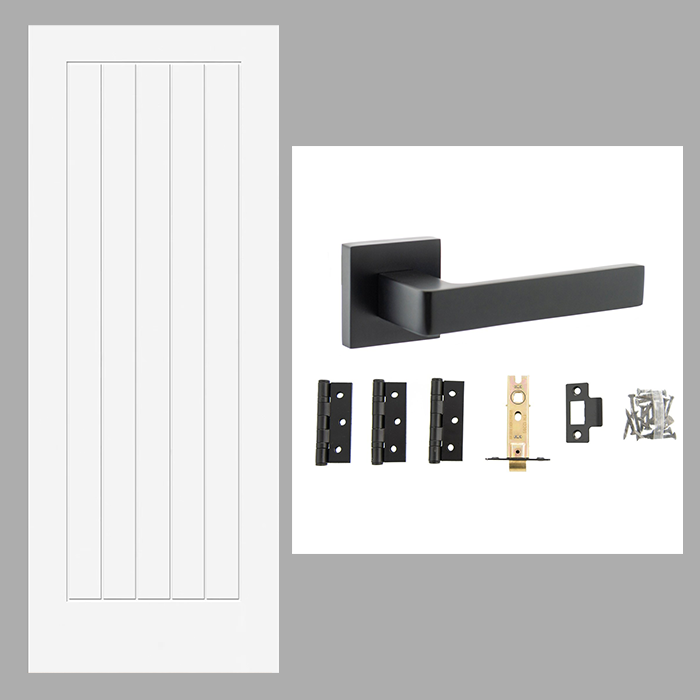 Fully Finished White Newark Cottage Internal FD30 Fire Rated Door with Handle Pack Bundle