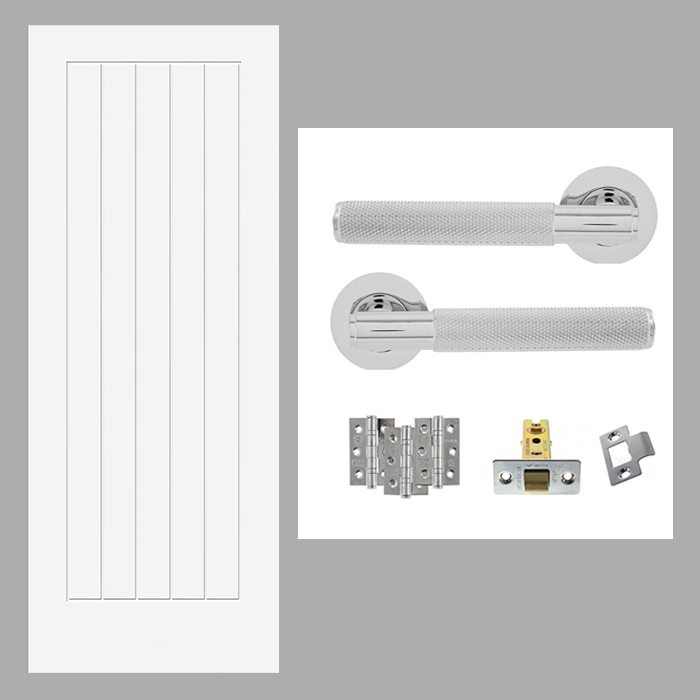 Fully Finished White Newark Cottage Internal FD30 Fire Rated Door with Handle Pack Bundle
