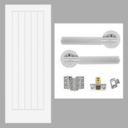 Fully Finished White Newark Cottage Internal FD30 Fire Rated Door with Handle Pack Bundle