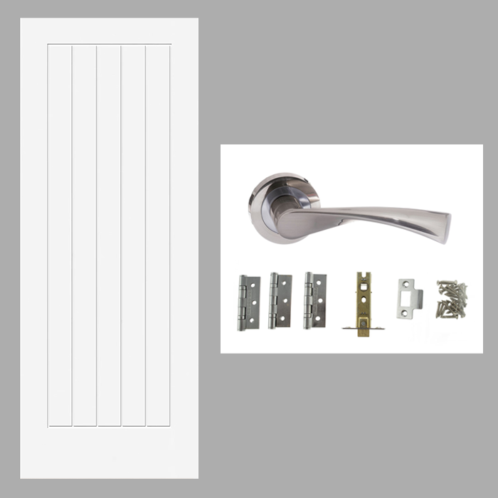 Fully Finished White Newark Cottage Internal FD30 Fire Rated Door with Handle Pack Bundle