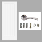 Fully Finished White Newark Cottage Internal FD30 Fire Rated Door with Handle Pack Bundle
