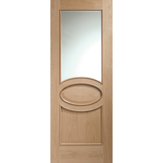 Internal Oak Calabria with Clear Bevelled Glass and RM