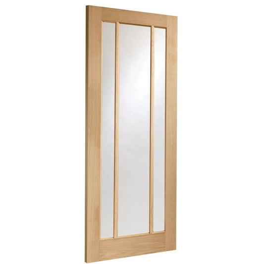 Internal Oak Worcester 3 Light with Clear Glass Fire Door