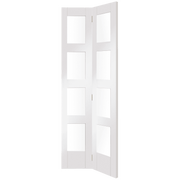 Internal White Primed Shaker Bi-Fold with Clear Glass