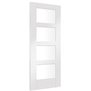 Internal White Shaker 4L Glazed FD30 Fire Door - Clear Glass