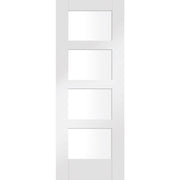 Internal White Shaker 4L Glazed FD30 Fire Door - Clear Glass