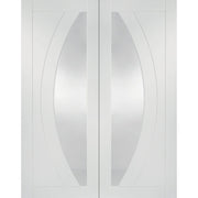 Internal White Primed Salerno Door Pair with Clear Glass