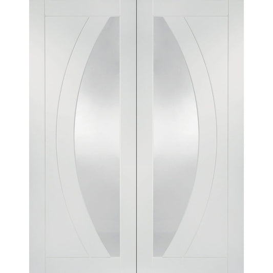 Internal White Primed Salerno Door Pair with Clear Glass