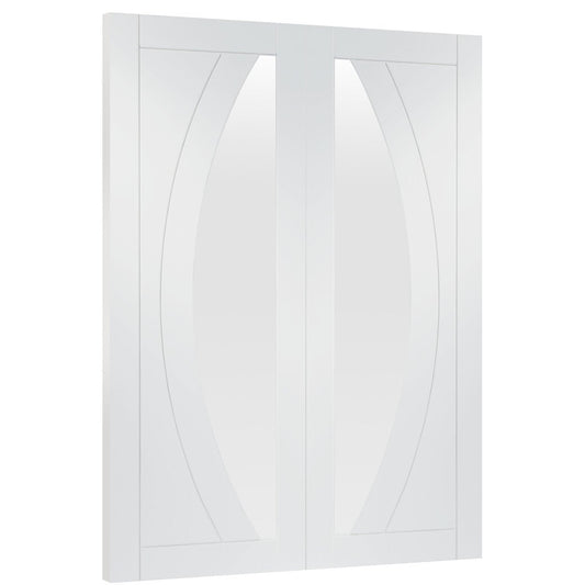 Internal White Primed Salerno Door Pair with Clear Glass