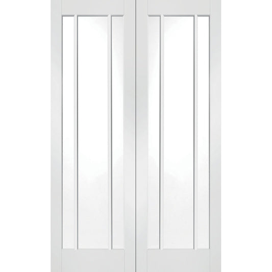 Internal White Primed Worcester Door Pair with Clear Glass