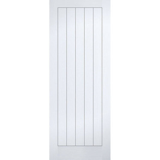 White Moulded Textured Vertical 5P Fire Door